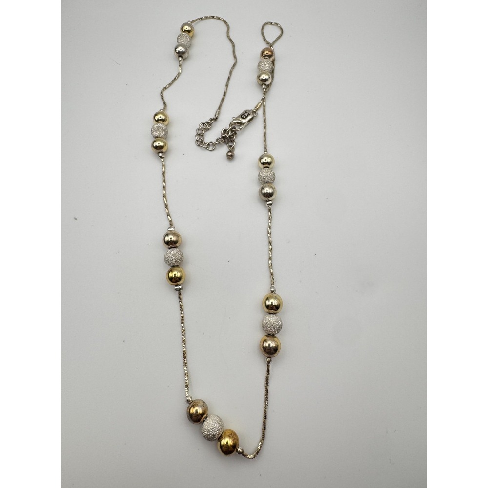 Vintage Etienne Aigner Necklace Mixed Metal Two Tone Stardust Beads 22"